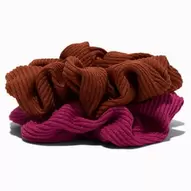 Brown & Berry Ribbed Hair Scrunchies - 2 Pack