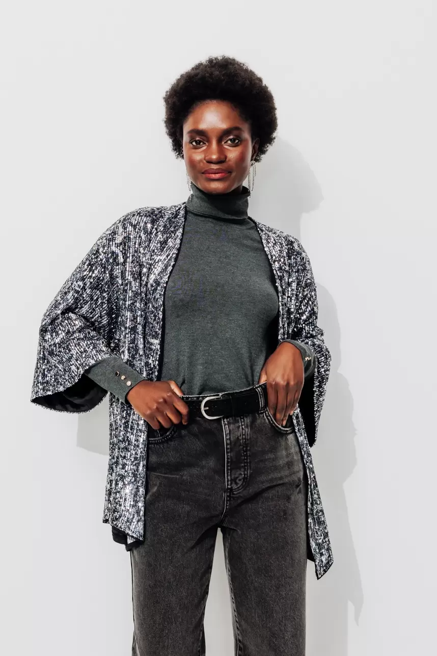 Veste kimono à paillettes