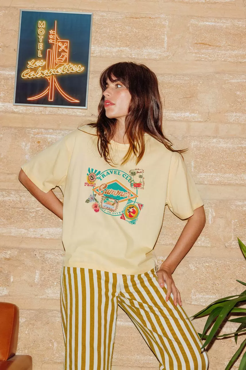 T-shirt à motif placé Femme