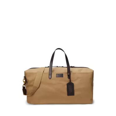 Segeltuch-Reisetasche mit Lederbesatz