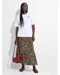 Printed Maxi Flared Skirt - White