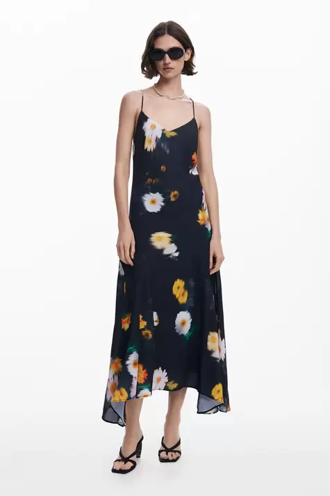Trägerkleid aus Chiffon mit Blumenmuster