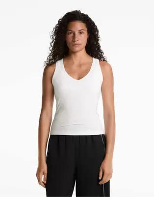 OYSHO – Geripptes Tanktop aus Modalmix in Weiß