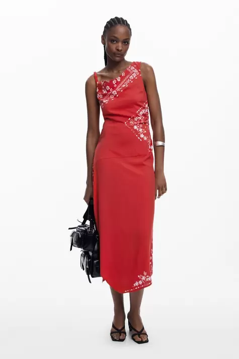 Asymmetrisches Kleid mit Bandana-Blumenmuster