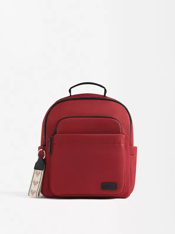 Nylon backpack with heart pendant