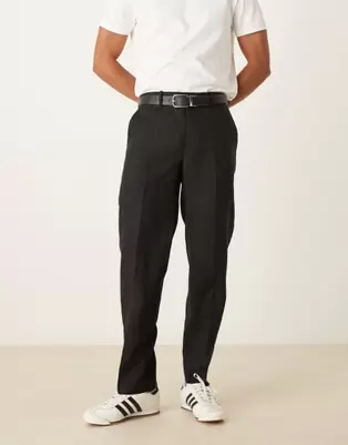 Mango – Elegante, schmal zulaufende Hose in Schwarz