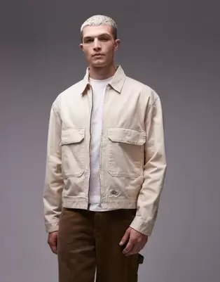 Dickies – Fort Smith – Truckerjacke aus Canvas in Hellbeige