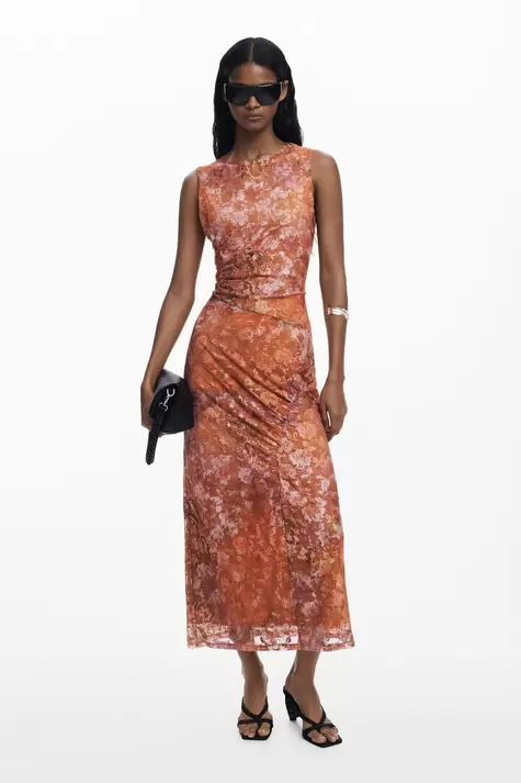 Drapiertes Blumenkleid
