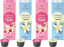 Tchibo Cafissimo Limited Edition Espresso Raspberry White Choc & Vanilla Tasting Set, 40 Pieces (4 x 10 Coffee Capsules), Sustainable & Fair Trade