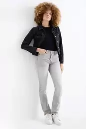 Vintage straight jeans - mid-rise waist - LYCRA®