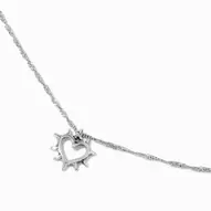 Silver-tone Spike Heart Pendant Necklace