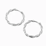 C LUXE by Claire's Sterling Silver Thin Twisted 25mm Hoop Earrings