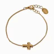 Gold-tone Sideways Cross Chain Bracelet