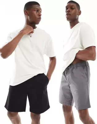 Jack & Jones – 2er-Pack Chino-Shorts in Grau und Schwarz