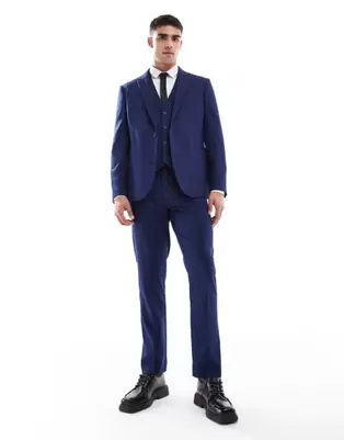 ASOS DESIGN – Schmal geschnittene Anzughose in Marineblau