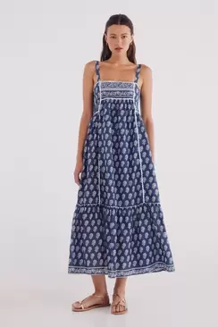 Paisley print midi dress