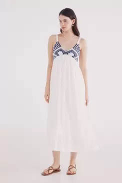 Combined crochet midi dress