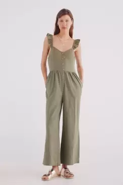 Long cotton straps with straps and ruffles
