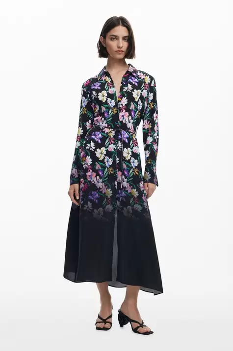 Hemdblusenkleid mit Blumenverlauf