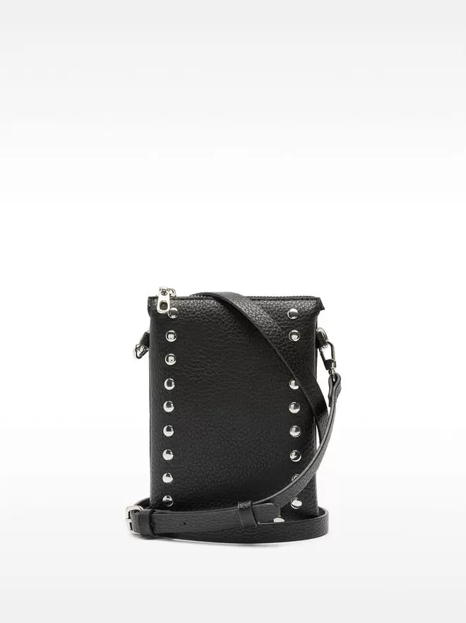 Double crossbody bag with studs