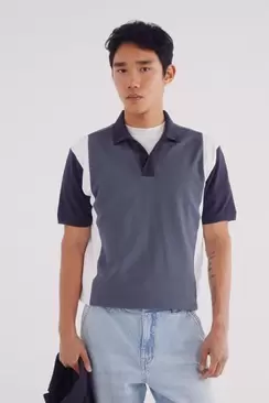 Regular fit vertical striped piqué polo