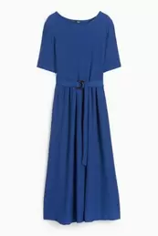 Fit & flare dress with belt - textured