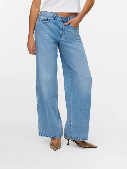 VMLULLU Niedrige Taille Weiter Beinschnitt Jeans