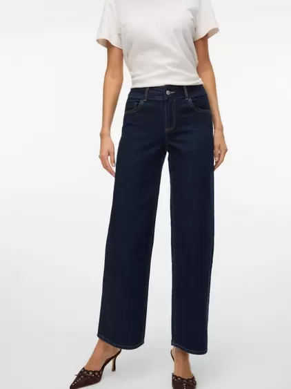 AWRENA Mid Rise Weiter Beinschnitt Jeans