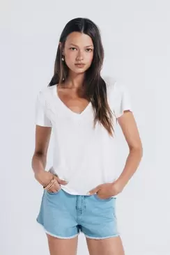 Crochet neckline T-shirt