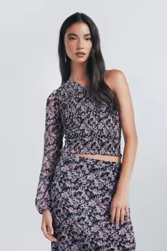 Asymmetric smock blouse