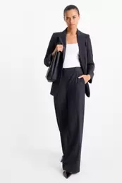 Business trousers - low-rise waist - relaxed fit - pinstripes