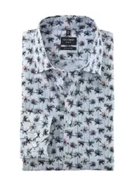 No.Six, Super Slim, Stretch-Hemd mit Palmen-Motiven