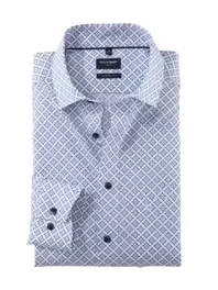 Luxor, Modern Fit, bügelfreies Hemd mit geometrischem Print