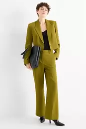 Business trousers - mid-rise waist - wide leg