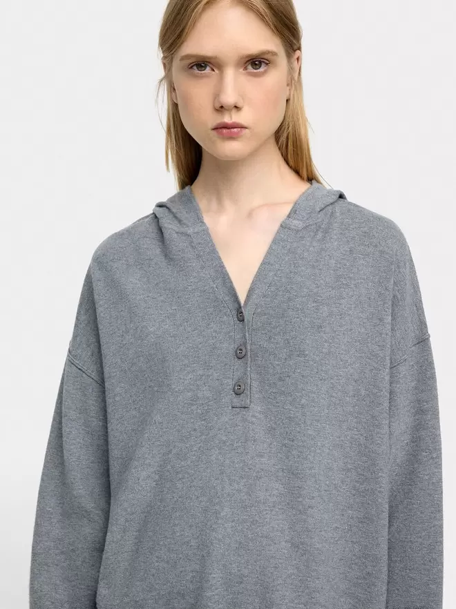 Knit sweater with hood