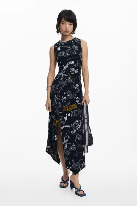 Midikleid mit Graffiti