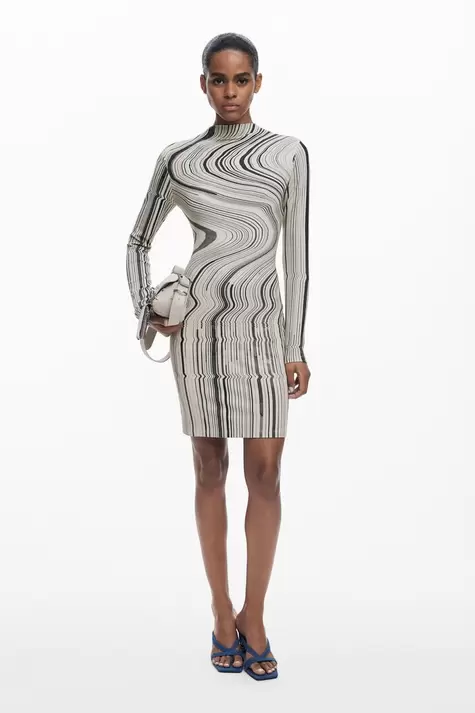 Kleid mit wellenförmigen Streifen