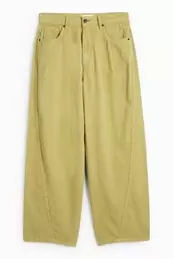 Corduroy trousers - mid-rise waist - barrel leg