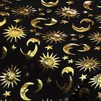 Elastik-Jersey Foliendruck "Sonne, Mond und Sterne", schwarz/gold
