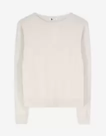 Strickpullover - Rundhals-Ausschnitt - weiß