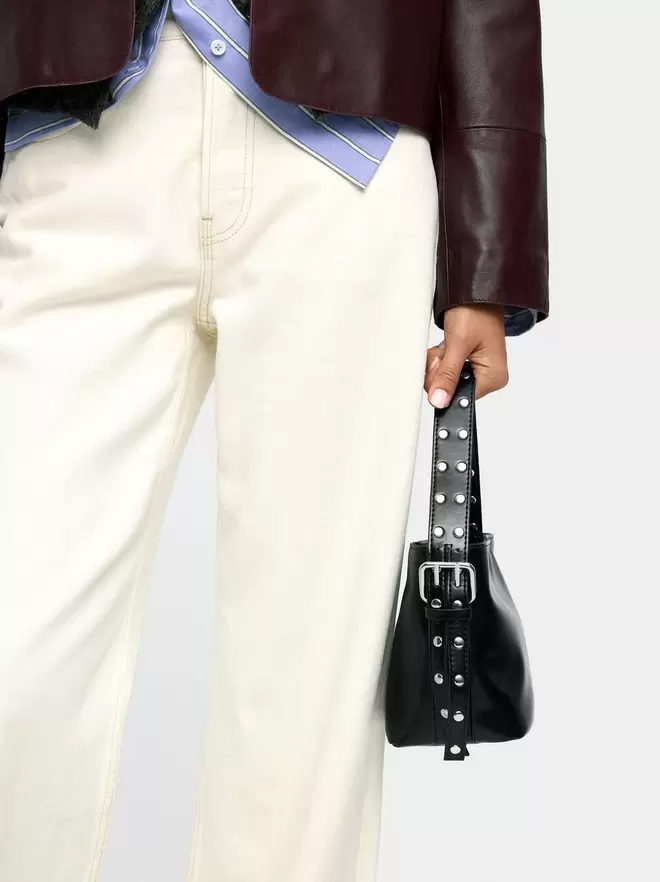 Bucket bag with studs