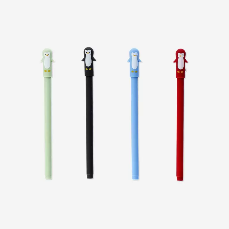 Gel-Tintenstifte mit Pinguinaufsätzen - 4 Stk