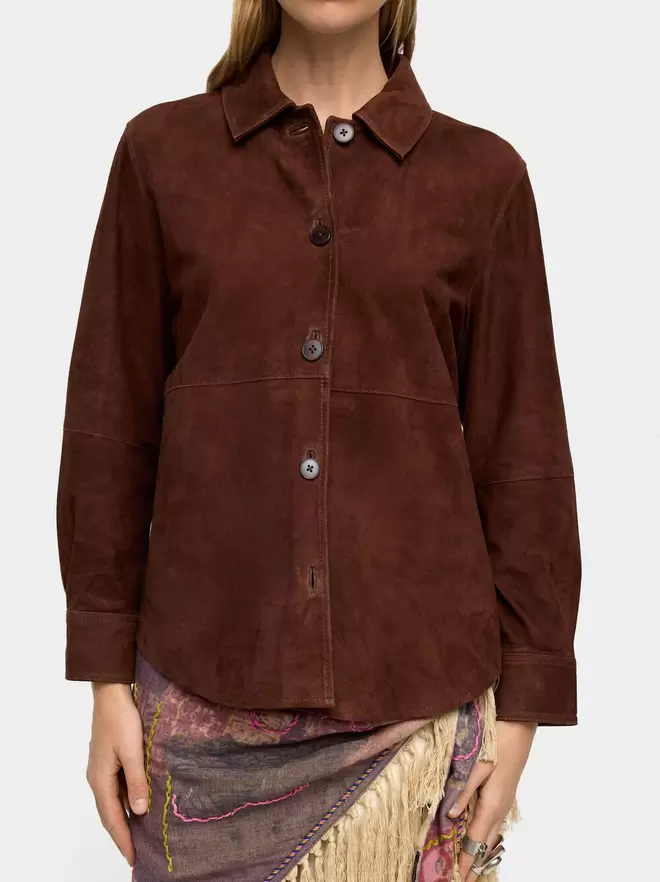 Suede leather overshirt