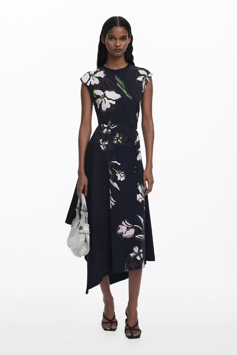 Asymmetrisches Blumenkleid