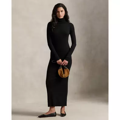 Geripptes Rollkragenkleid