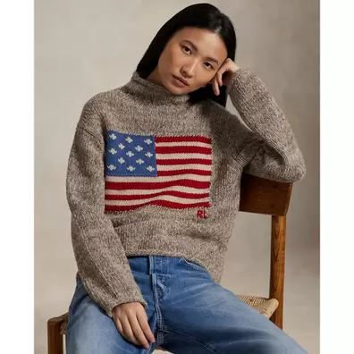 Rollkragenpullover mit US-Flagge