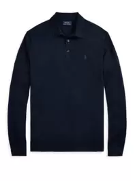 Langarm-Poloshirt mit Logo-Aufnäher