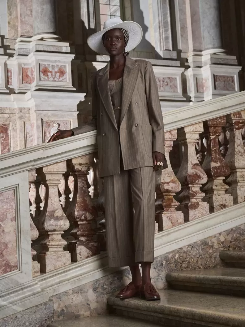 Oversize-Blazer aus Wollcanvas mit Nadelstreifen