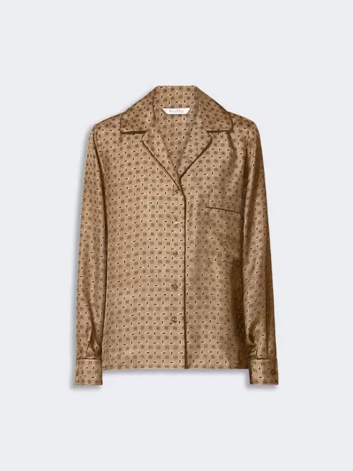 Etwas schmaler geschnittene Hemdbluse aus bedruckter Seide