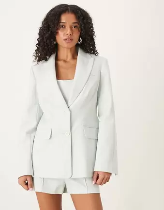ASOS DESIGN – Taillierter Blazer in Mint mit Fischgrätmuster